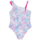 Girls Pink & Blue Metallic Swimsuit, 1, hi-res