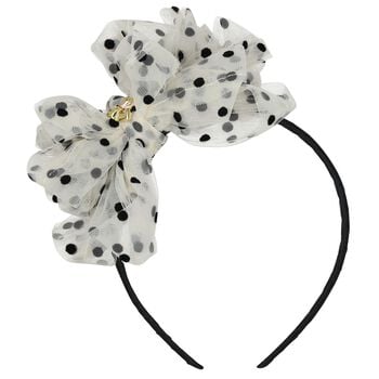 Girls Ivory & Black Bow Gladys Headband 