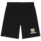 Boys Black Logo Shorts, 1, hi-res