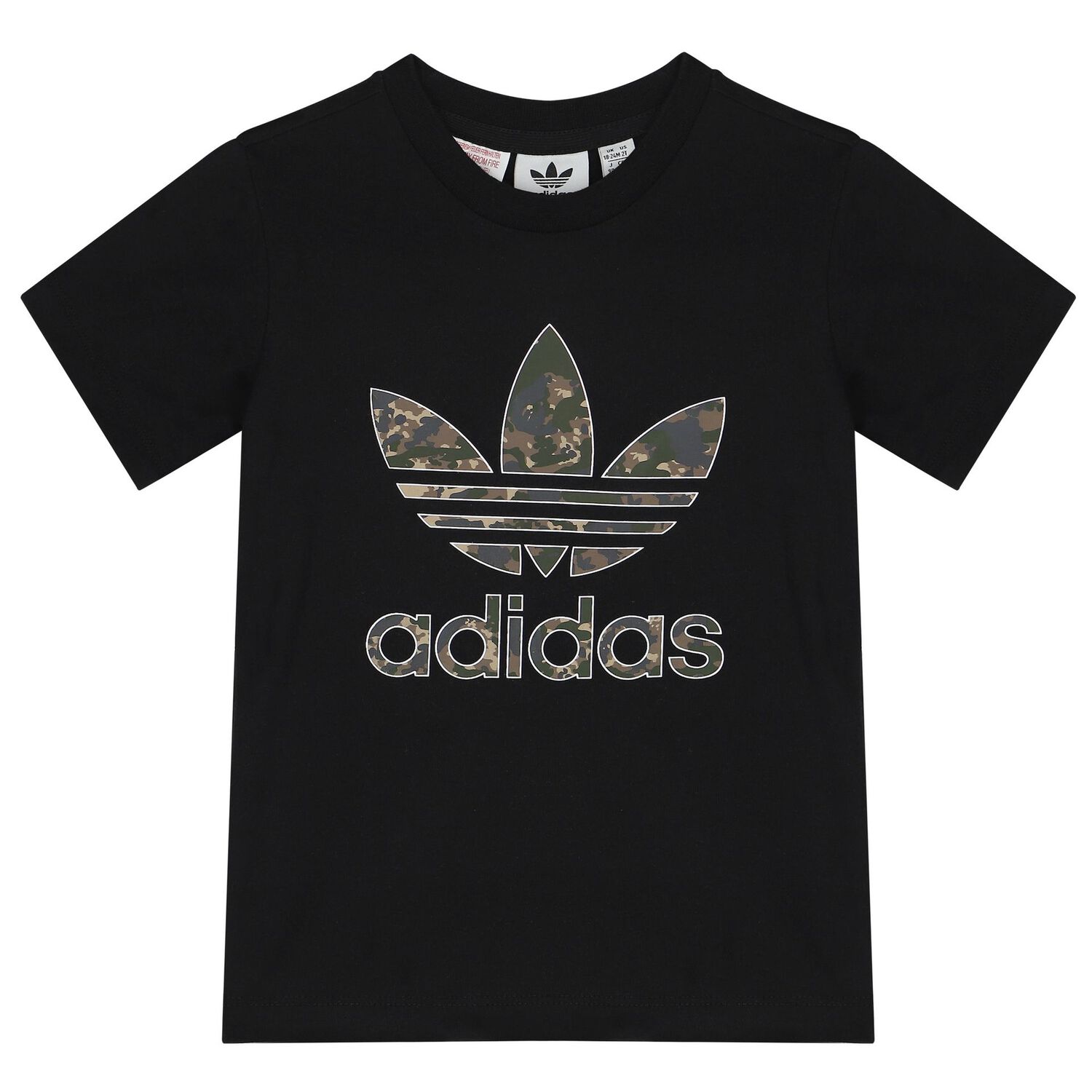 Black & Green Trefoil Logo Camouflage Shorts Set, 1, hi-res image number null