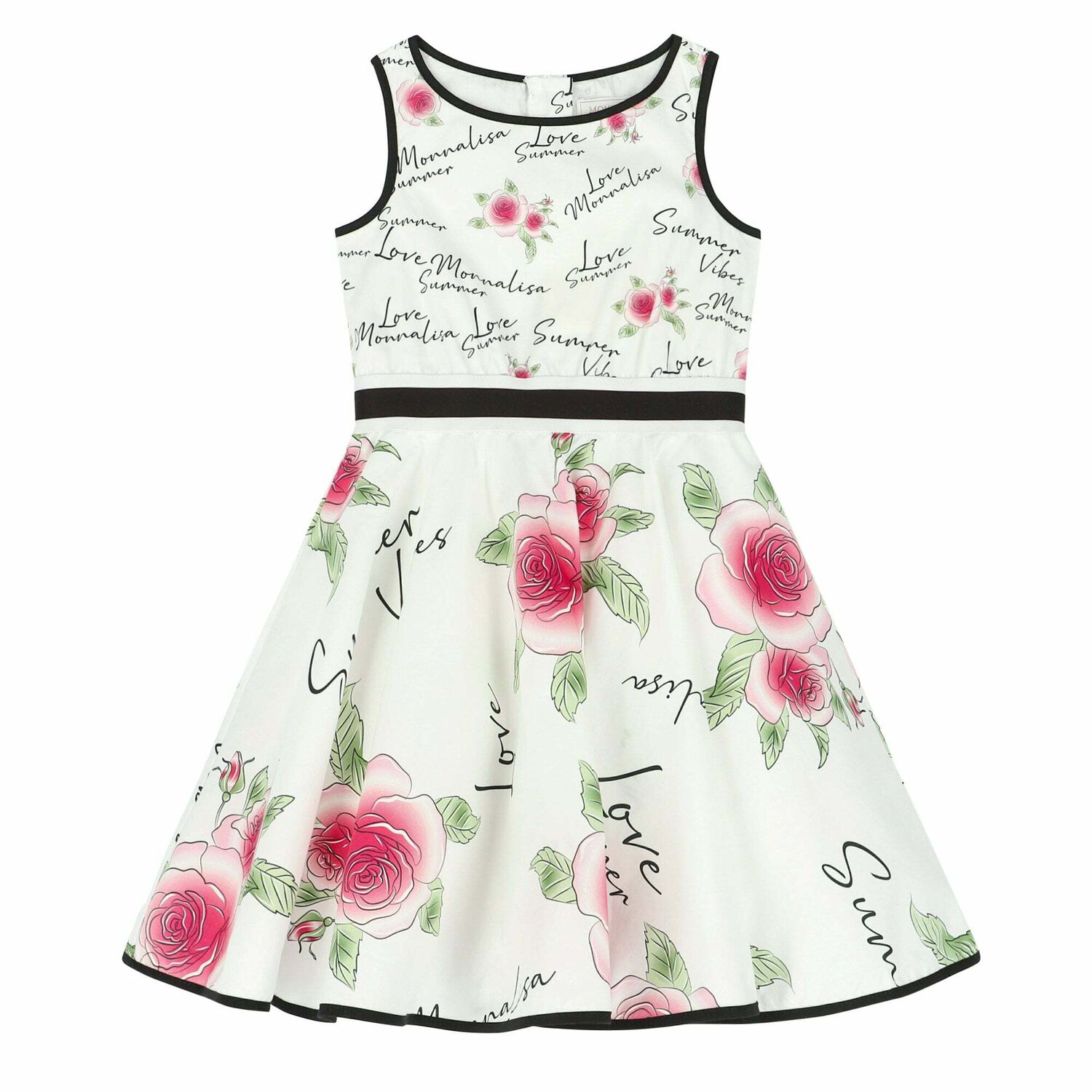 Girls White Floral Dress, 1, hi-res