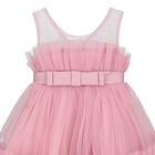 Girls Pink Bow Tulle Dress, 1, hi-res