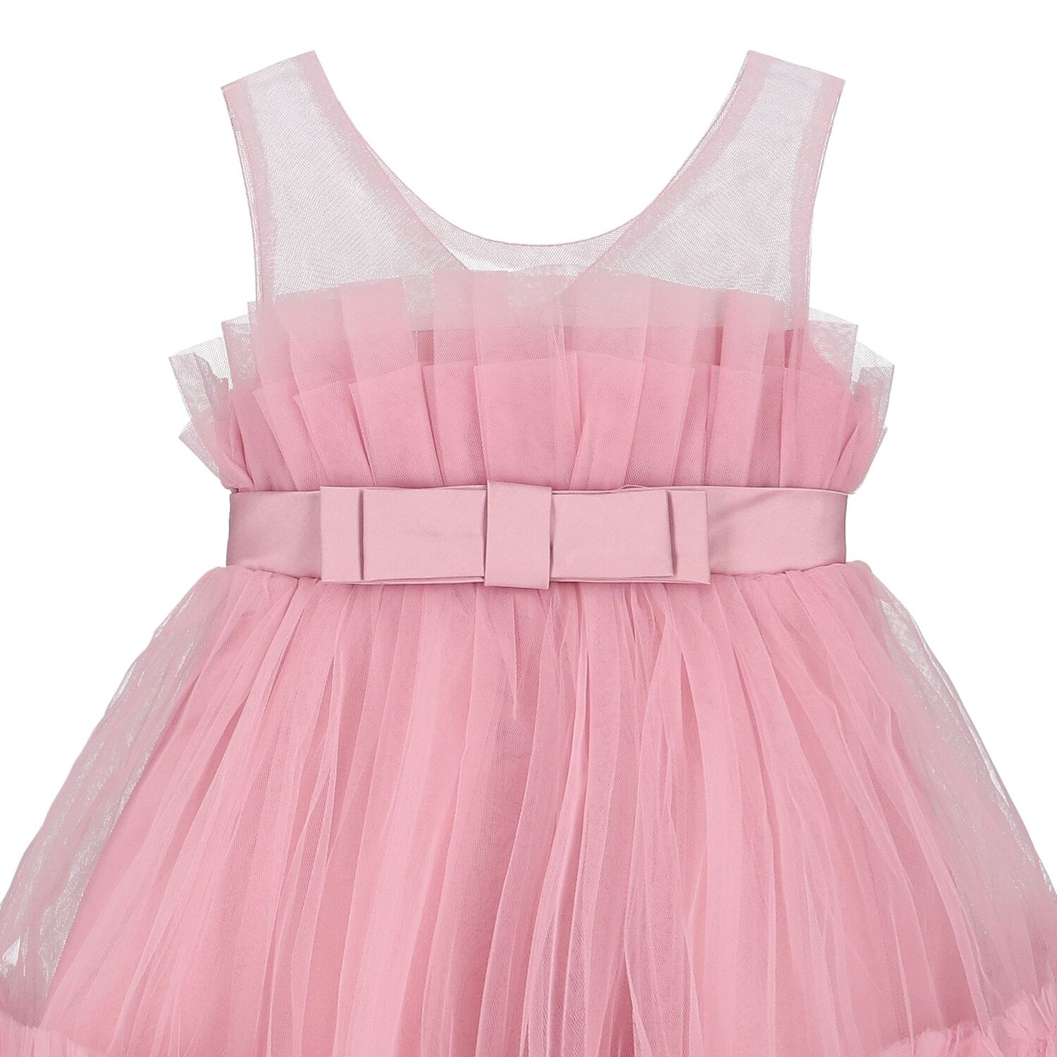 Girls Pink Bow Tulle Dress, 1, hi-res image number null