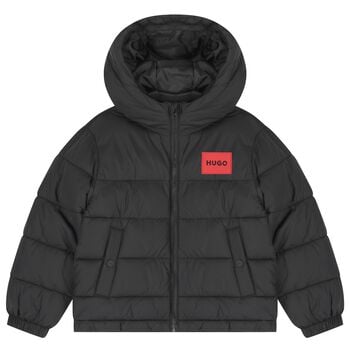 Boys Black Logo Puffer Jacket 