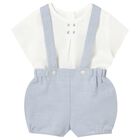 Baby Boys White & Blue Shorts Set , 1, hi-res