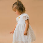 Younger Girls White & Gold Chiffon Dress, 1, hi-res