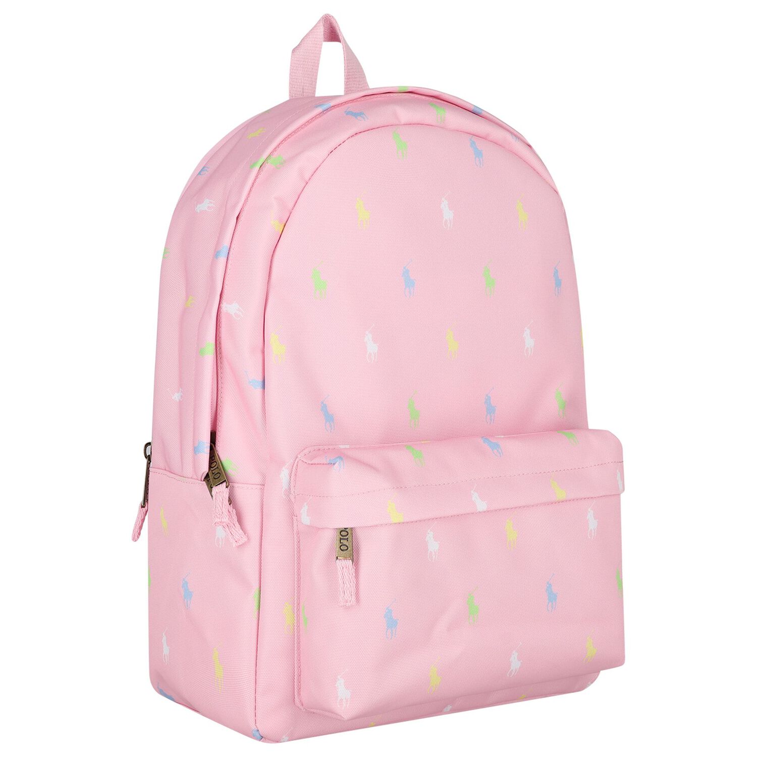 Girls Pink Canvas Pony Logo Backpack ( 44cm ), 1, hi-res