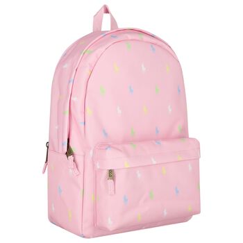 Girls Pink Canvas Pony Logo Backpack ( 44cm )