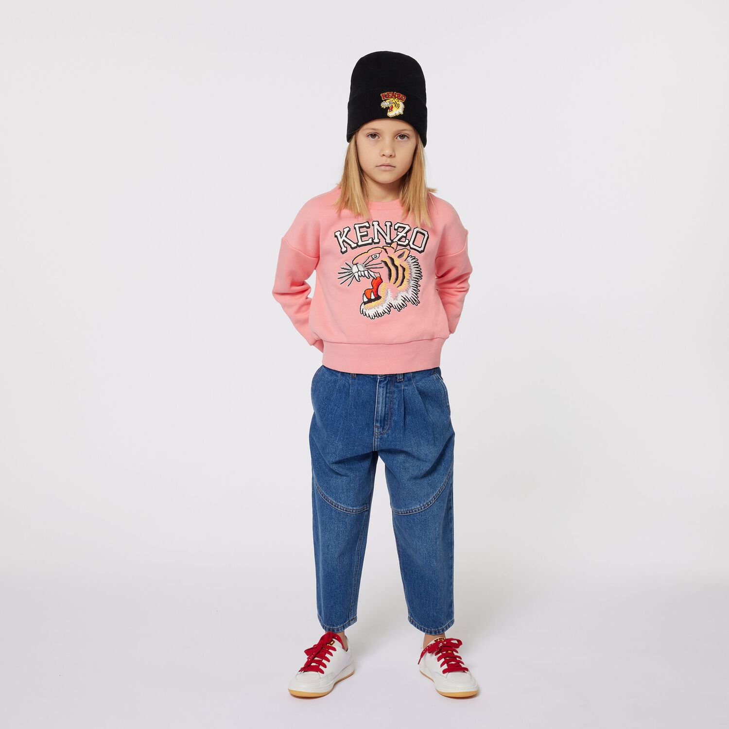Girls Pink Tiger Logo Sweatshirt, 1, hi-res image number null