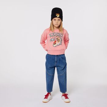 Girls Pink Tiger Logo Sweatshirt