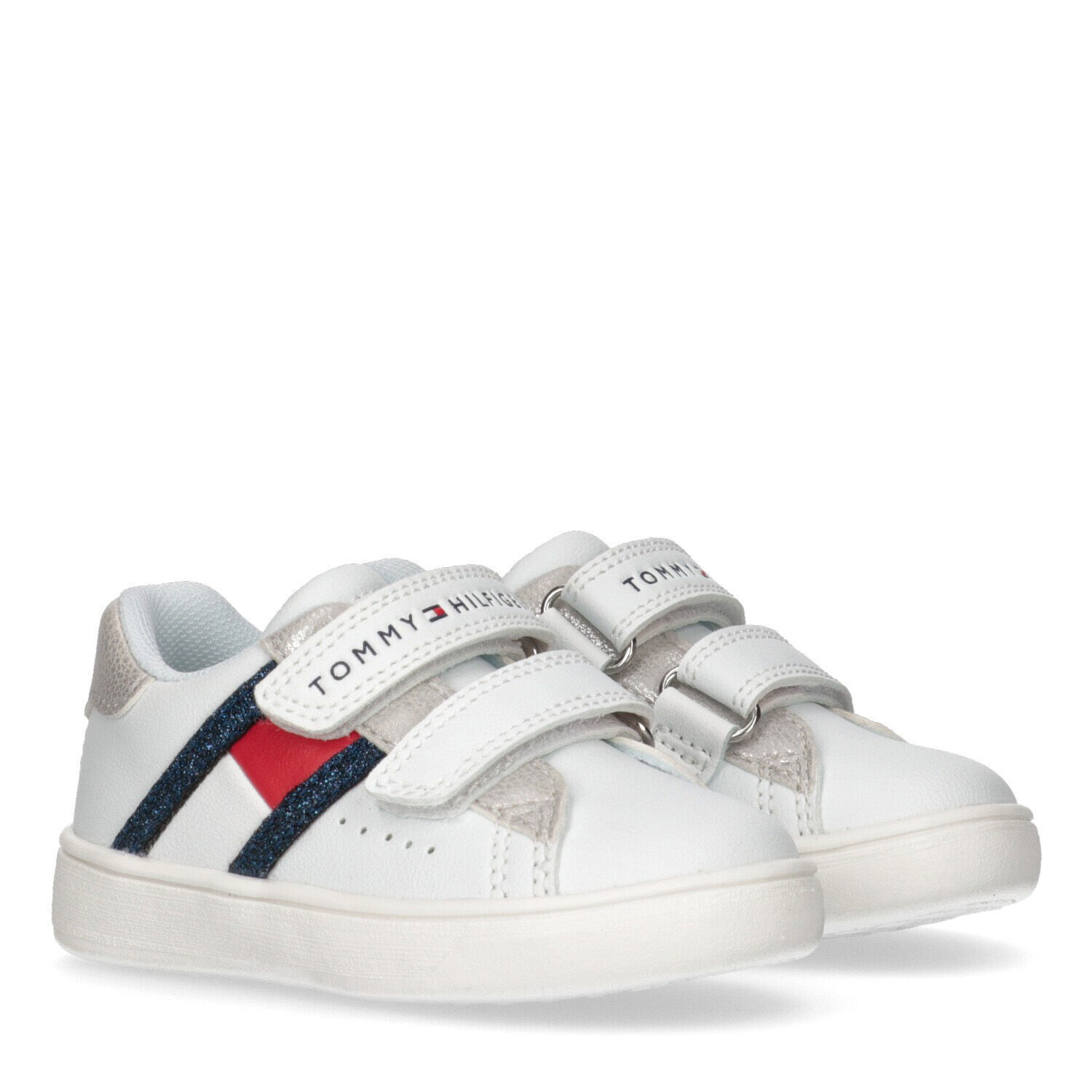 Boys White Logo Trainers, 1, hi-res