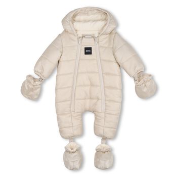 Baby Boys Beige Padded Snowsuit