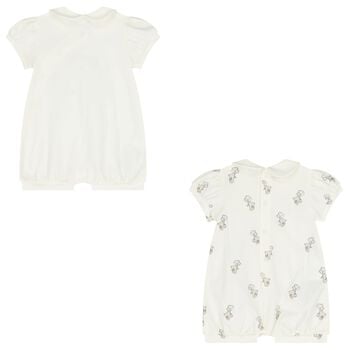 Baby Girls Ivory Rompers ( 2-Pack )