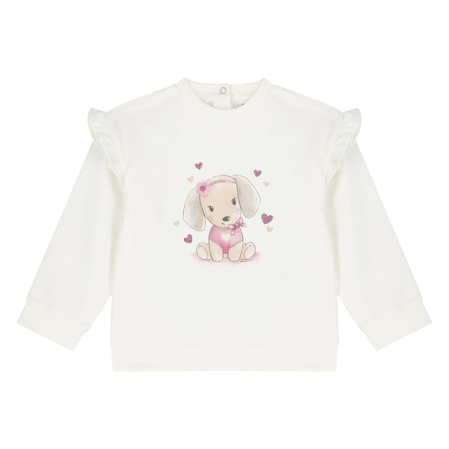 Younger Girls Ivory & Pink Tracksuit, 1, hi-res