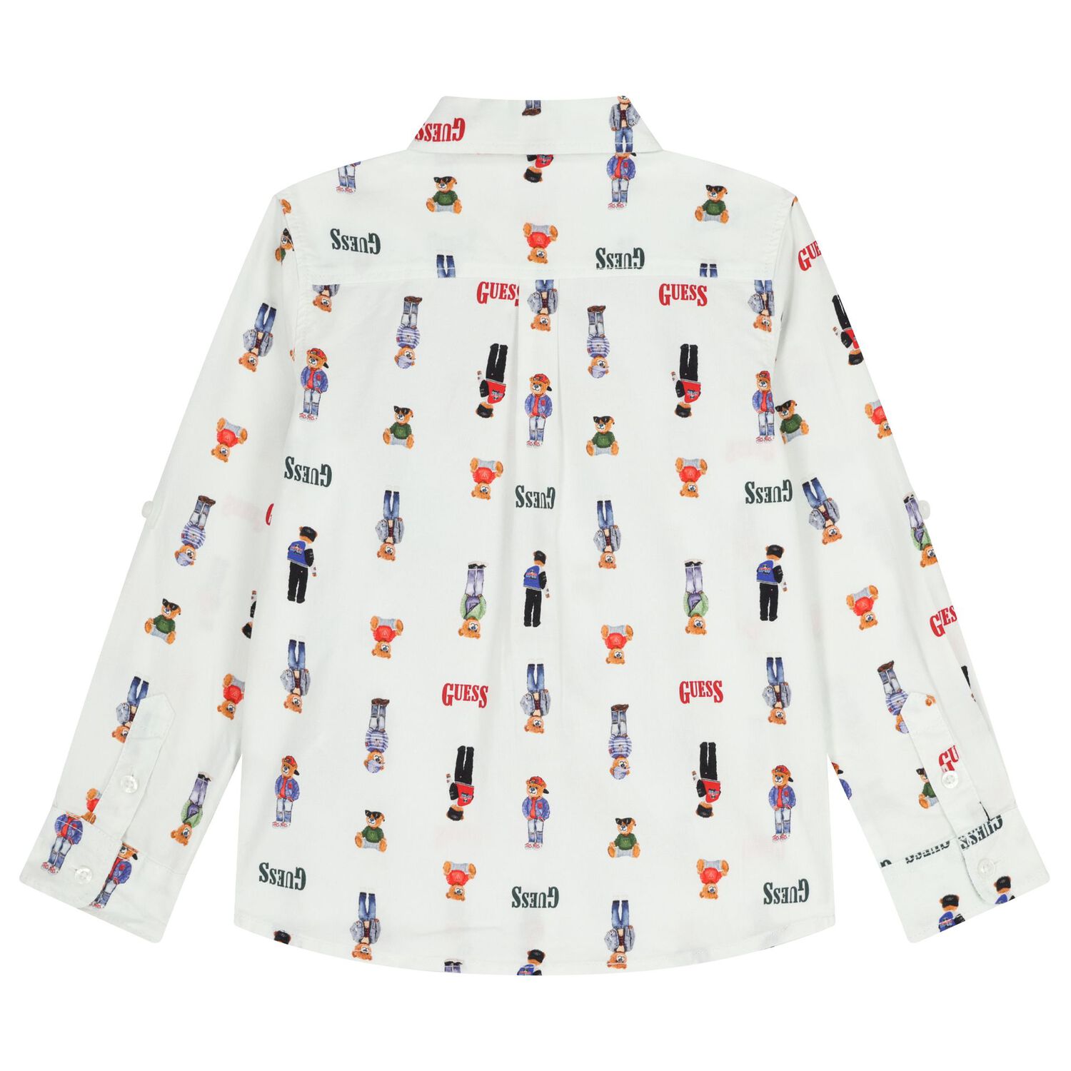 Boys White Teddy Bear Logo Shirt, 1, hi-res