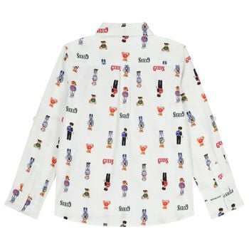 Boys White Teddy Bear Logo Shirt
