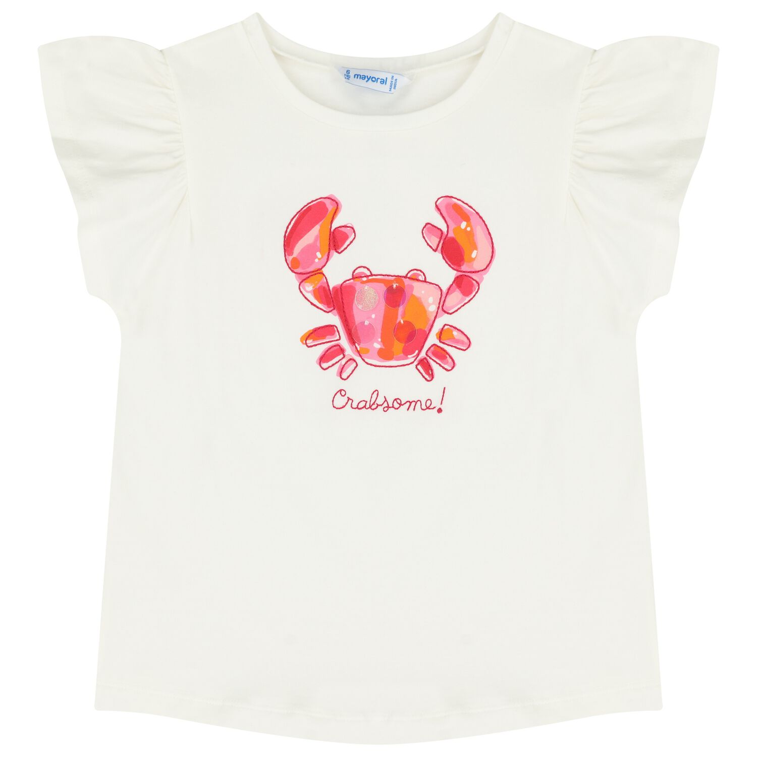 Girls Ivory Crab T-Shirt, 5, hi-res