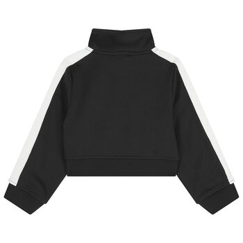 Girls Black Logo Zip Up Top