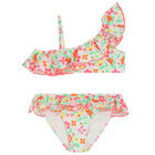 Girls White & Pink Floral Bikini, 1, hi-res