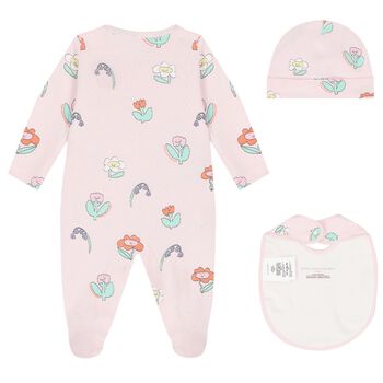 Baby Girls Pink Cotton Babygrow Set