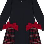 Girls Navy Blue Tartan Dress, 1, hi-res