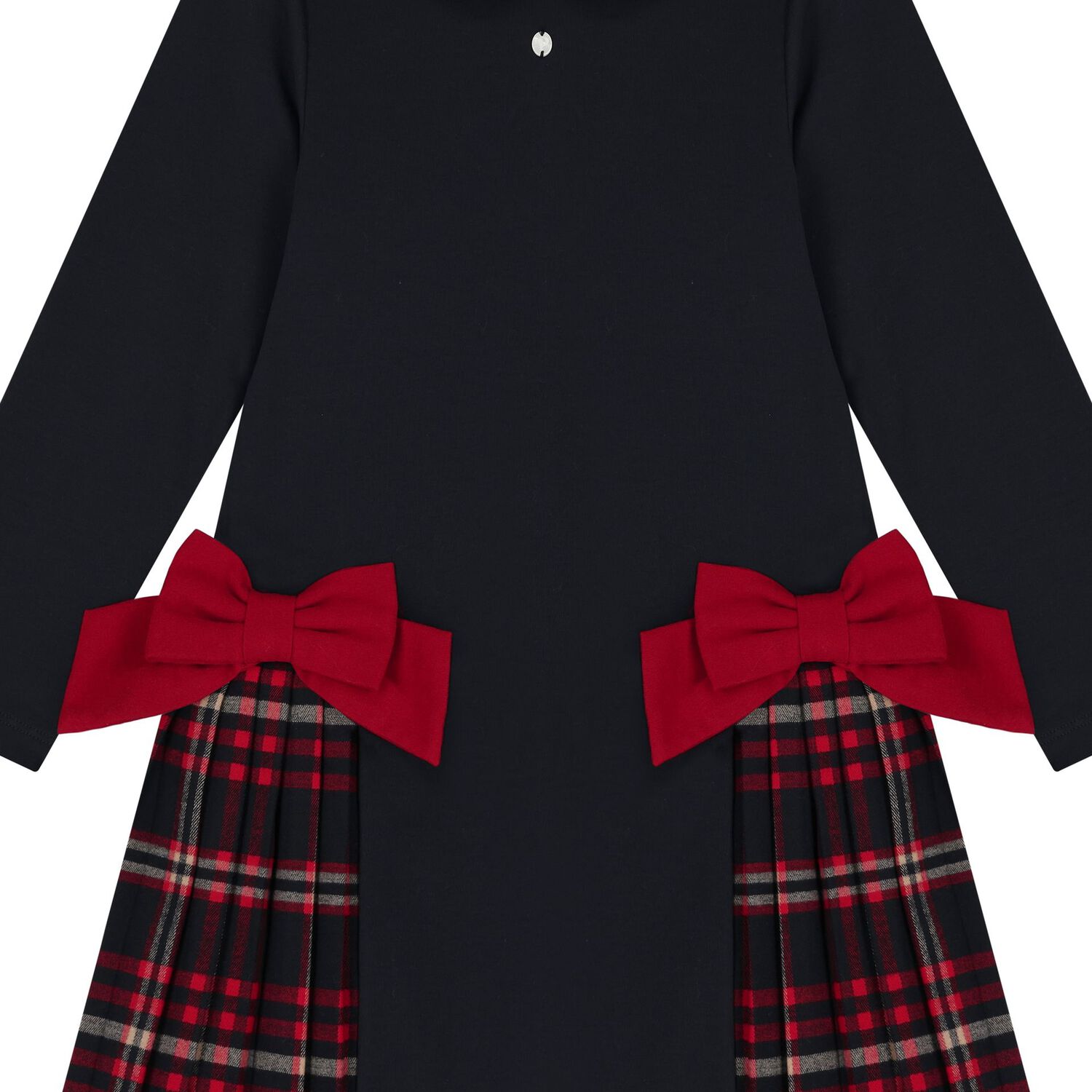 Girls Navy Blue Tartan Dress, 1, hi-res