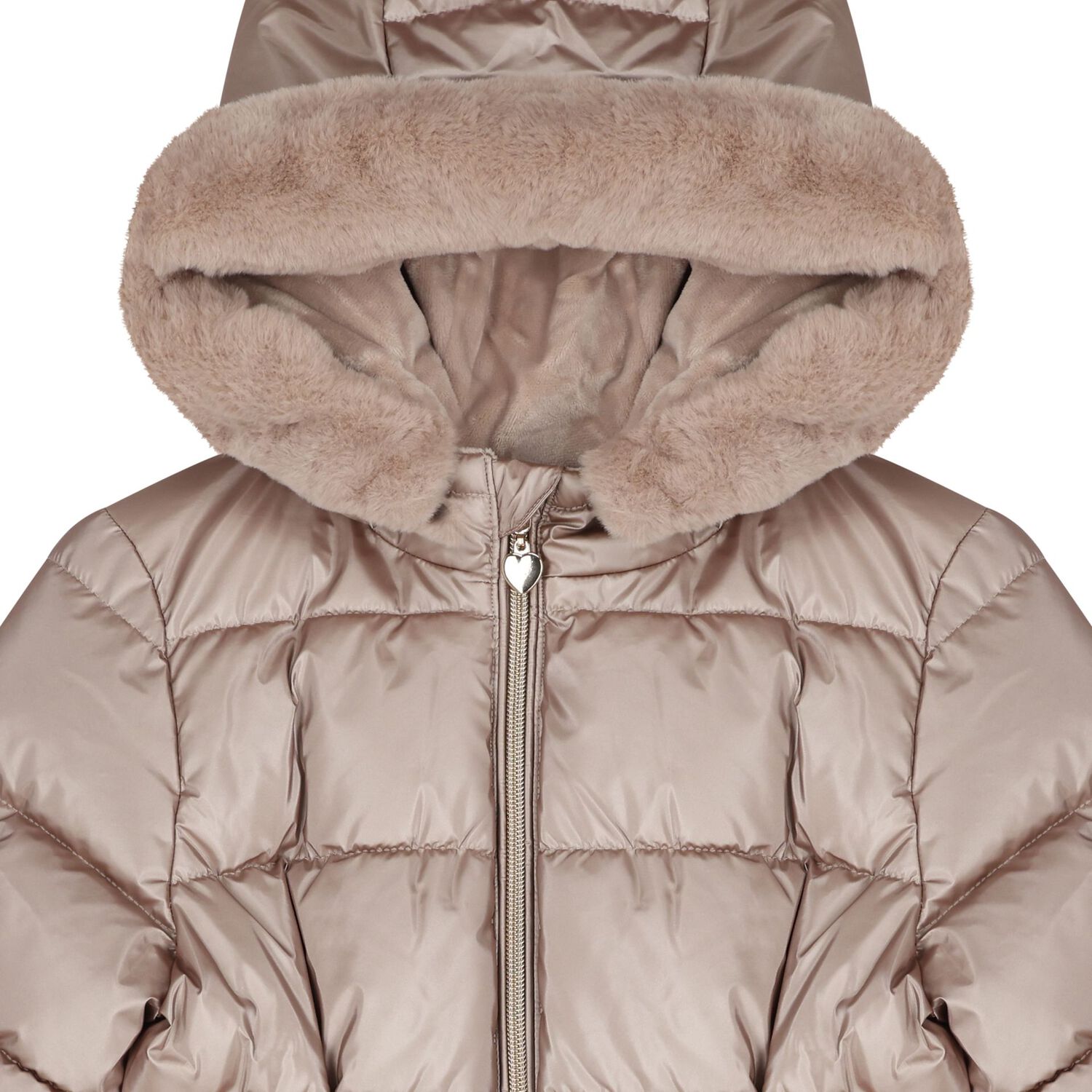 Girls Metallic Pink Puffer Coat, 1, hi-res