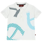 Younger Boys White Logo Polo Shirt, 1, hi-res