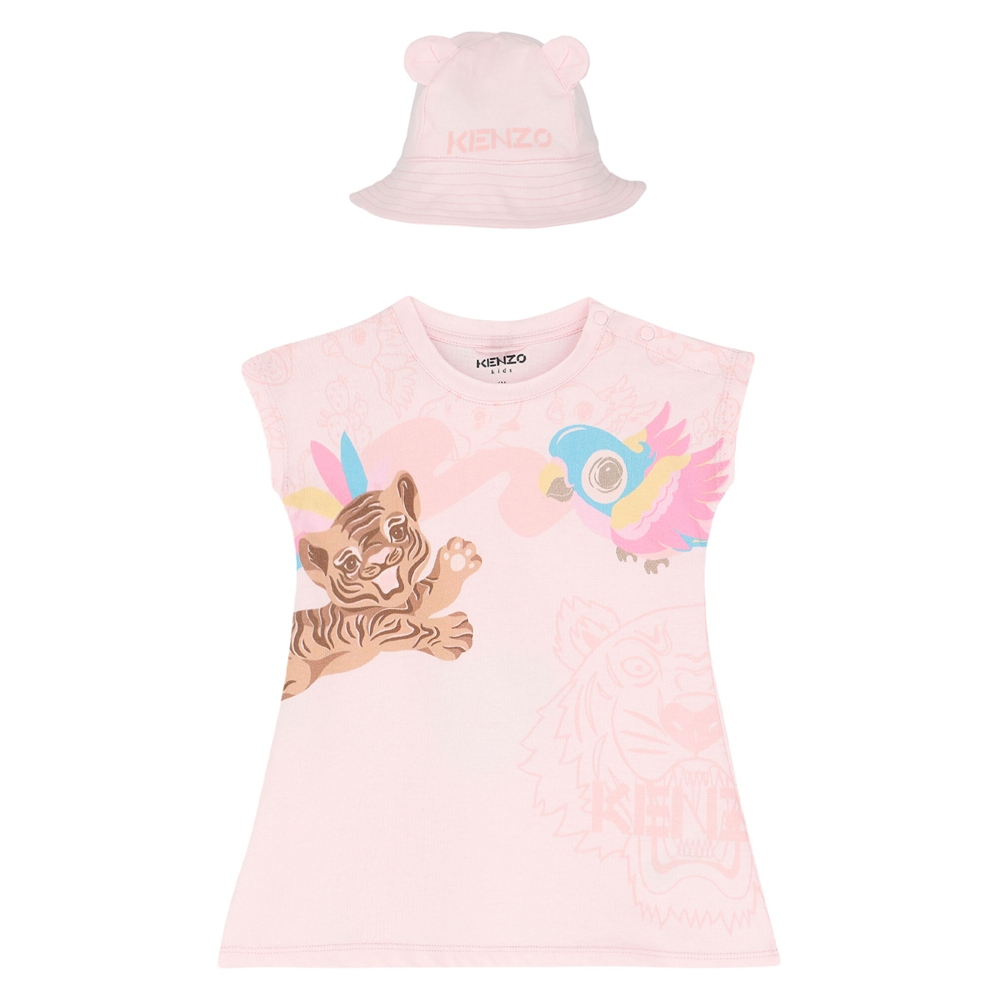 KENZO KIDS Baby Girls Pink Logo Dress Set Junior Couture UK