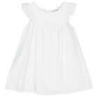 Younger Girls White Embroidered Dress, 2, hi-res