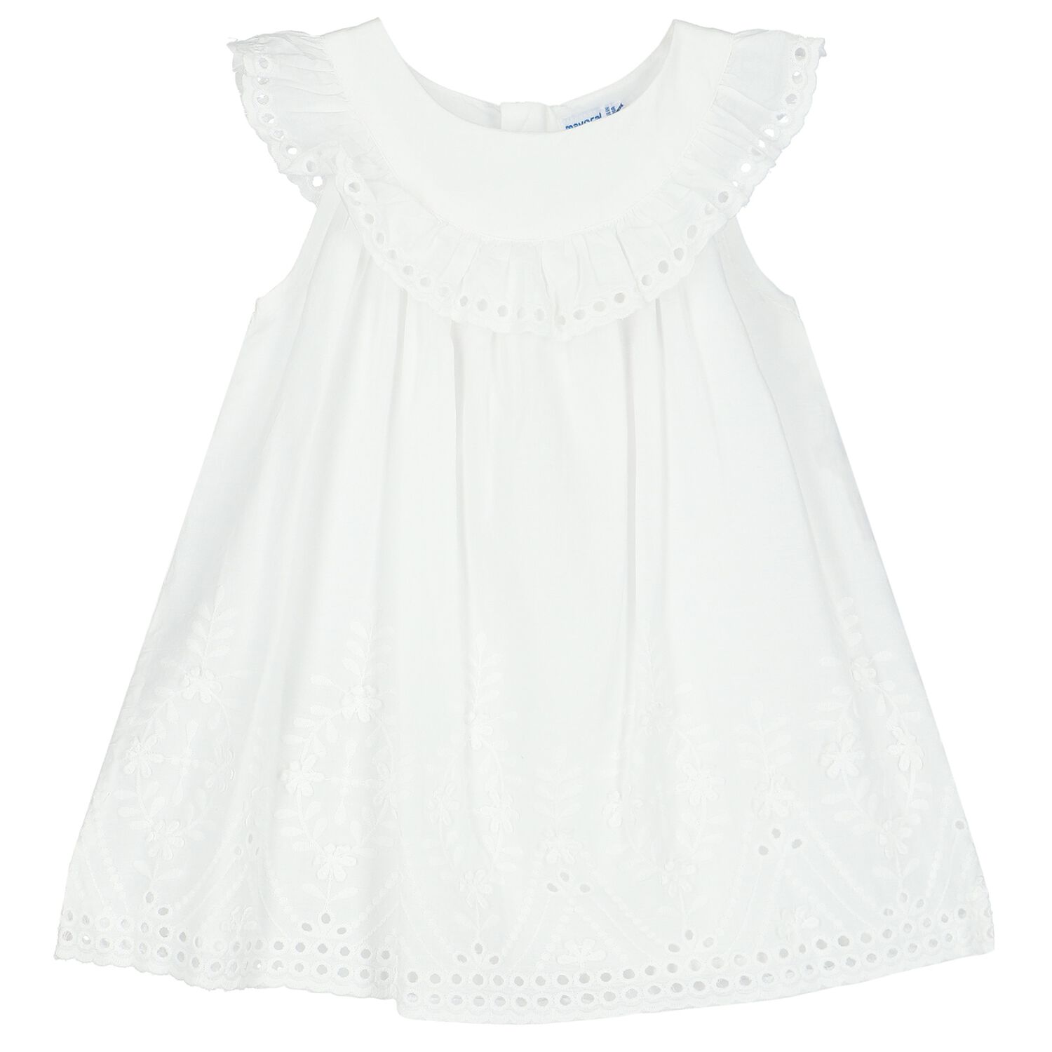 Younger Girls White Embroidered Dress, 2, hi-res image number null