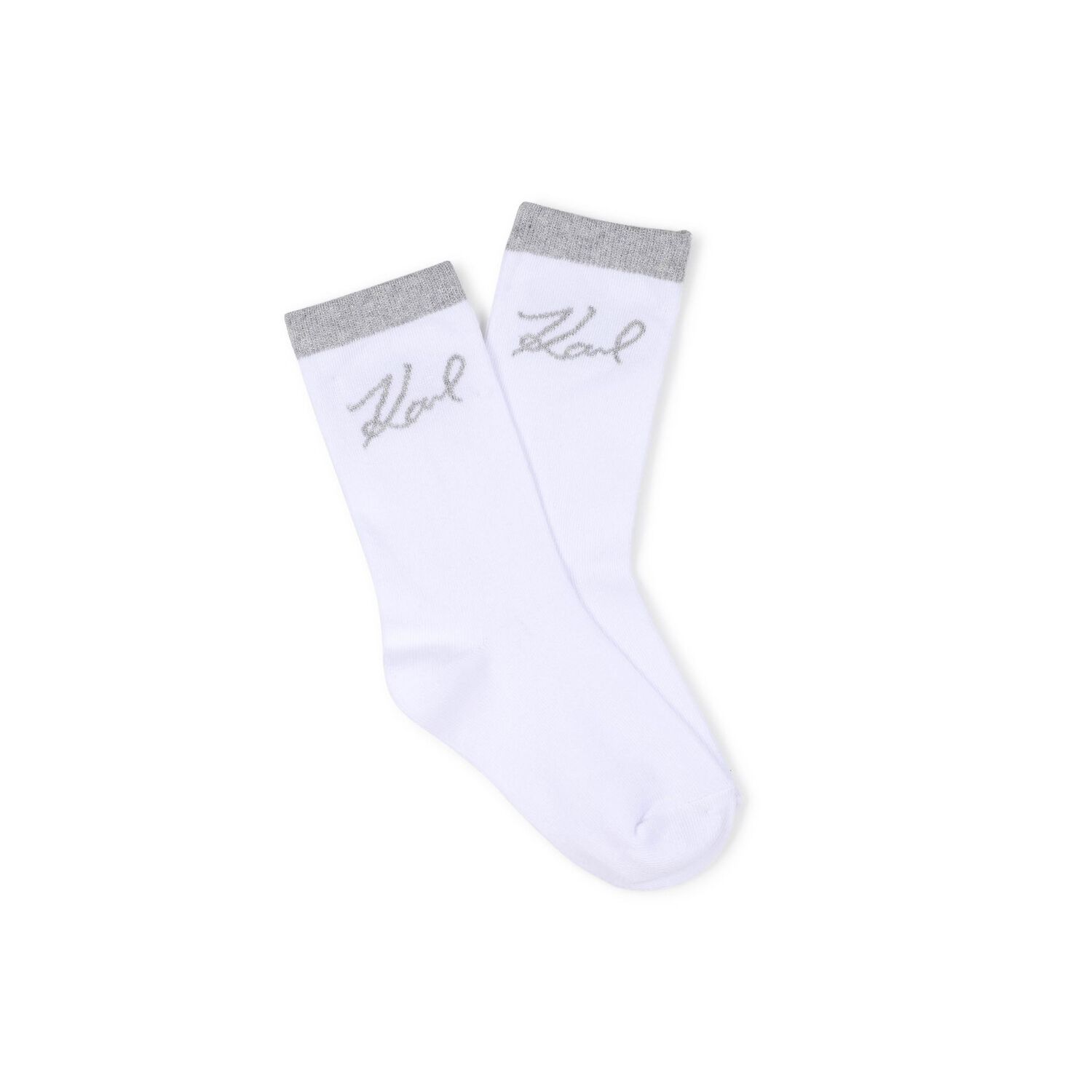 Girls Grey & White Choupette & Logo Socks ( 2 Pack ), 1, hi-res