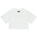 Girls White Logo Crop Top, 1, hi-res