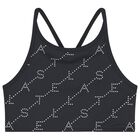 Girls Black Logo Top, 1, hi-res