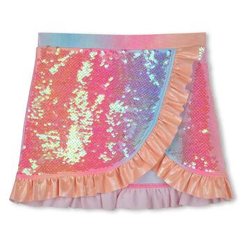 Girls Pink Embellished Sequins Skirt