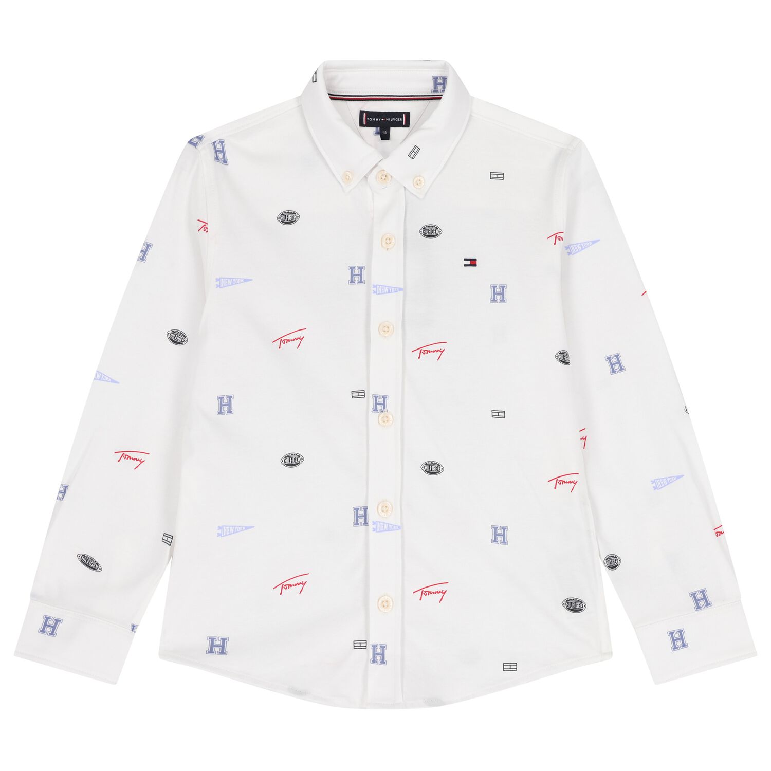 Boys White Logo Shirt, 1, hi-res