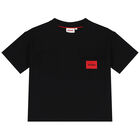 Boys Black Logo Oversized T-Shirt, 2, hi-res