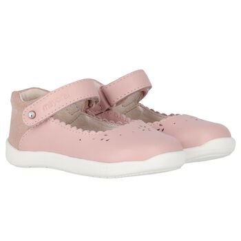 Younger Girls Pink Faux Leather Shoes