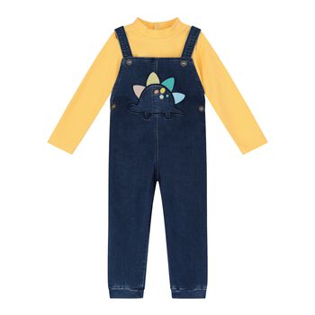 Boboli Baby Boys Yellow & Blue Denim Dungaree Set, 1 Baby Boys Yellow & Blue Denim Dungaree Set