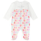 Baby Girls White & Ivory Logo Babygrow Set, 1, hi-res