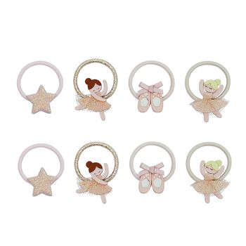 Girls Pink Ballerina Hair Ties ( 8 Pack )
