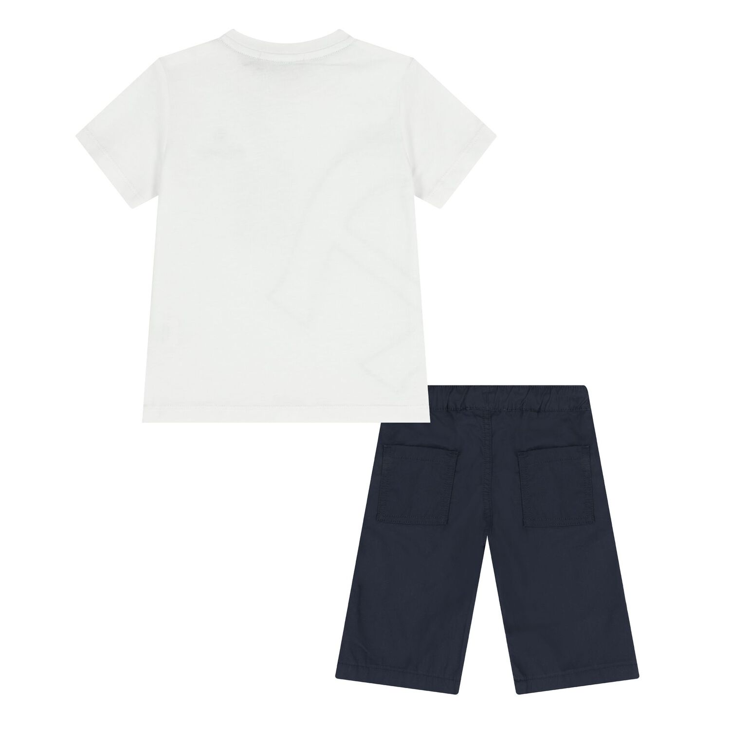 Youngers Boys White & Navy Blue Logo Shorts Set, 1, hi-res