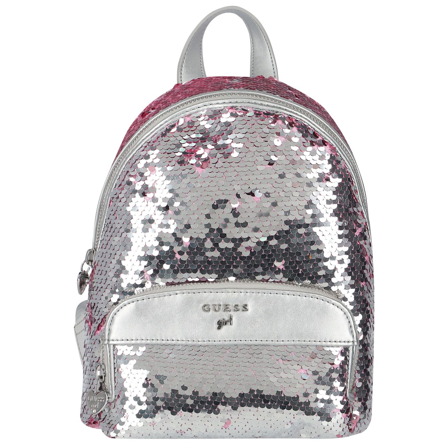 Younger Girls Silver & Pink Logo Sequin Backpack, 2, hi-res