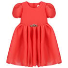 Girls Coral Organza Dress, 1, hi-res