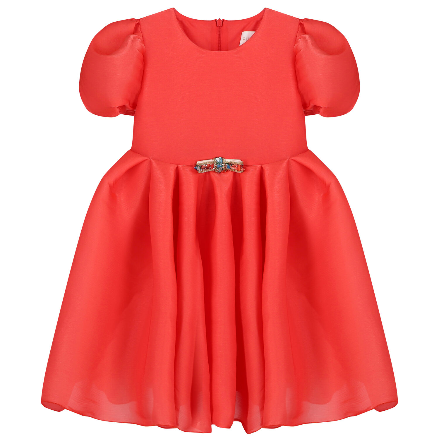 Girls Coral Organza Dress, 1, hi-res