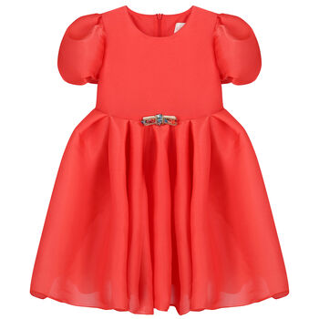 Girls Coral Organza Dress