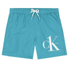 Boys Green Logo Swim Shorts, 1, hi-res