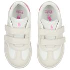 Girls White & Pink Logo Trainers , 1, hi-res
