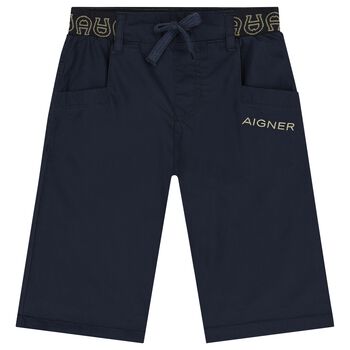 Boys Navy Blue Logo Shorts