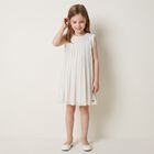 Girls Ivory Logo Pleated Dress, 1, hi-res